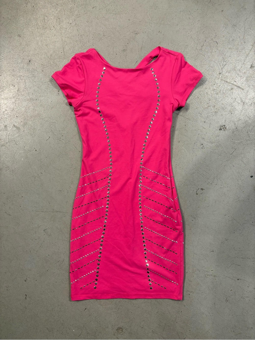 Bebe y2k hot pink studded bodycon dress